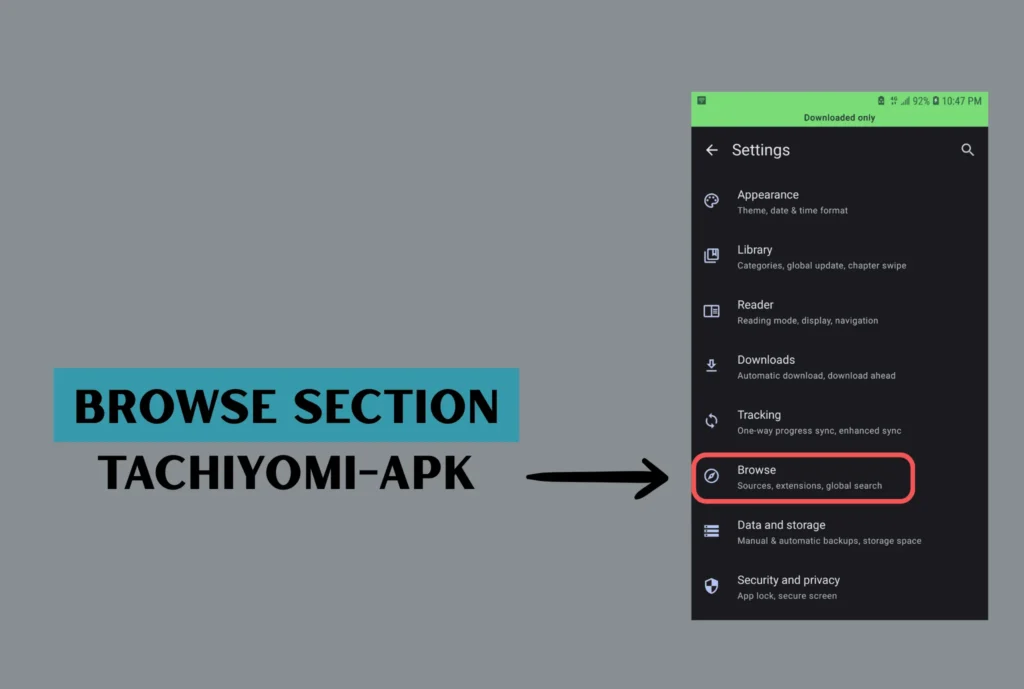 Browsee section tachiyomi apk